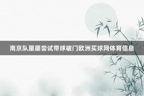 南京队屡屡尝试带球破门欧洲买球网体育信息