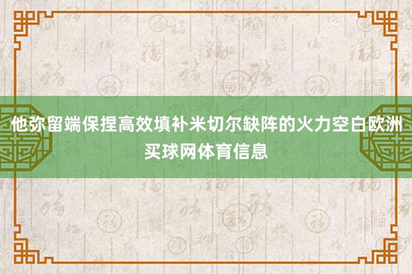 他弥留端保捏高效填补米切尔缺阵的火力空白欧洲买球网体育信息