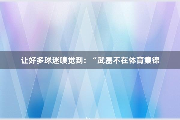 让好多球迷嗅觉到：“武磊不在体育集锦