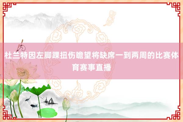 杜兰特因左脚踝扭伤瞻望将缺席一到两周的比赛体育赛事直播
