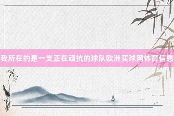 我所在的是一支正在顽抗的球队欧洲买球网体育信息