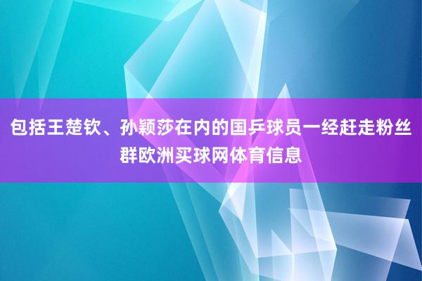 包括王楚钦、孙颖莎在内的国乒球员一经赶走粉丝群欧洲买球网体育信息