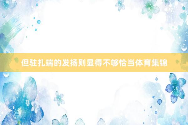 但驻扎端的发扬则显得不够恰当体育集锦