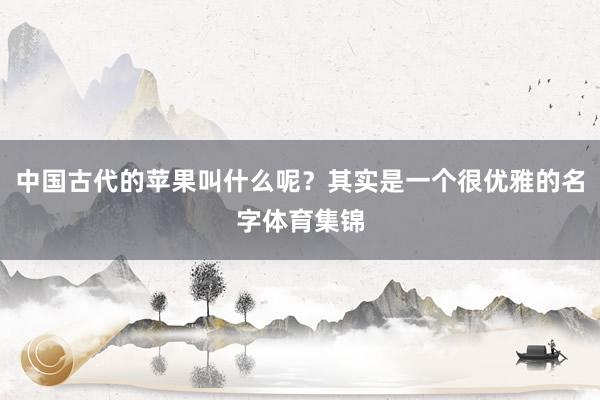 中国古代的苹果叫什么呢？其实是一个很优雅的名字体育集锦