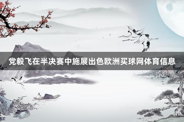 党毅飞在半决赛中施展出色欧洲买球网体育信息