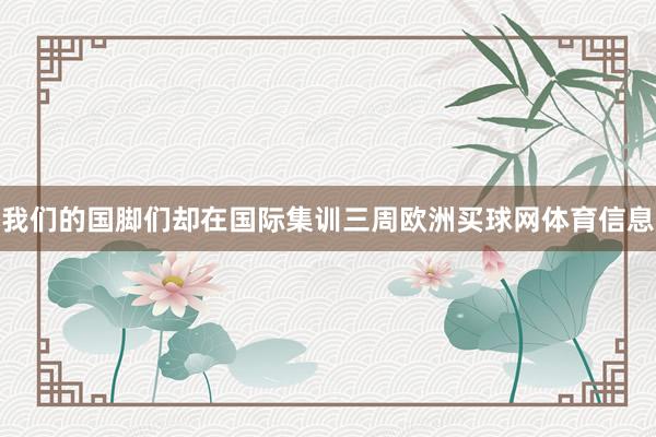我们的国脚们却在国际集训三周欧洲买球网体育信息