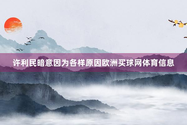 许利民暗意因为各样原因欧洲买球网体育信息