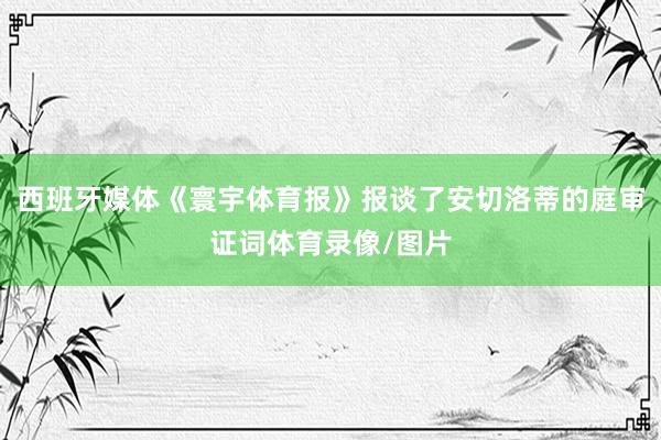 西班牙媒体《寰宇体育报》报谈了安切洛蒂的庭审证词体育录像/图片