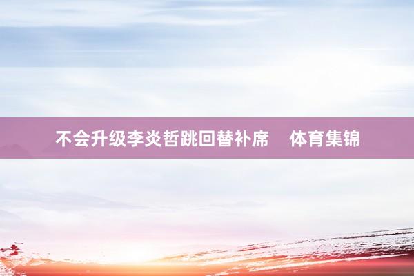 不会升级李炎哲跳回替补席    体育集锦