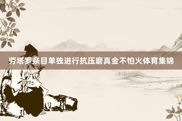 劳塔罗条目单独进行抗压磨真金不怕火体育集锦