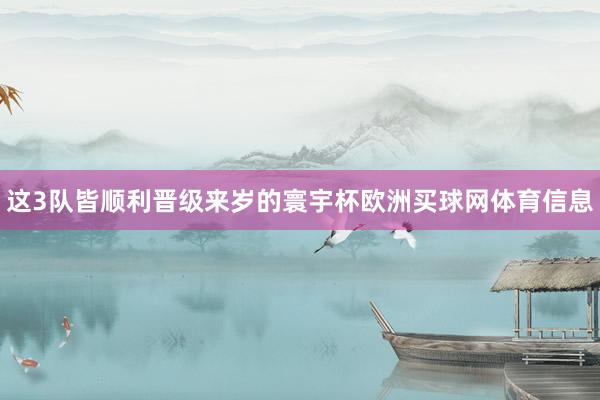 这3队皆顺利晋级来岁的寰宇杯欧洲买球网体育信息