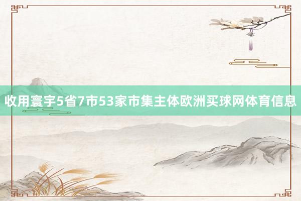 收用寰宇5省7市53家市集主体欧洲买球网体育信息