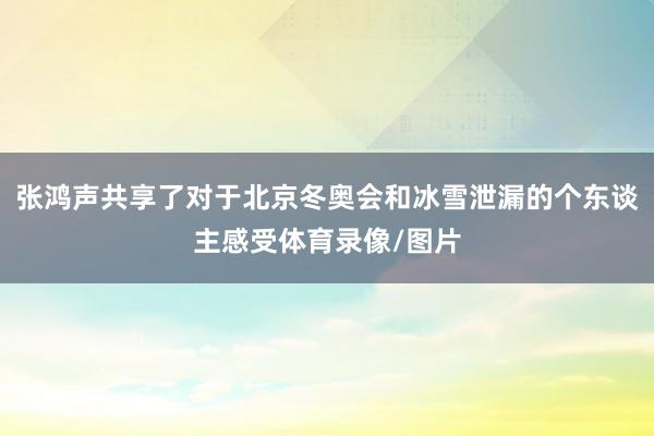 张鸿声共享了对于北京冬奥会和冰雪泄漏的个东谈主感受体育录像/图片