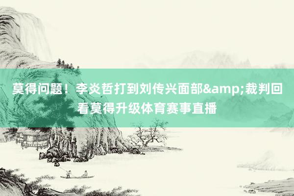 莫得问题！李炎哲打到刘传兴面部&裁判回看莫得升级体育赛事直播