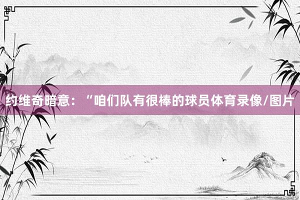 约维奇暗意：“咱们队有很棒的球员体育录像/图片