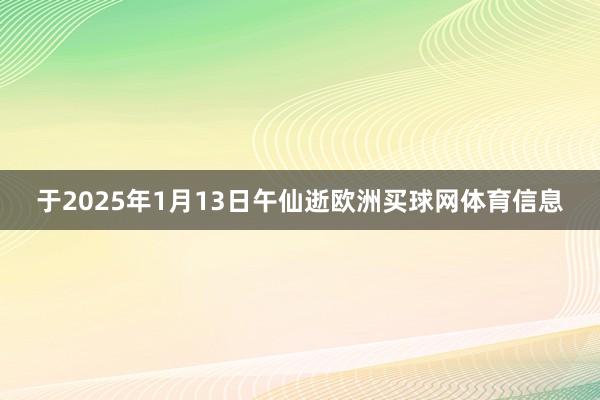 于2025年1月13日午仙逝欧洲买球网体育信息