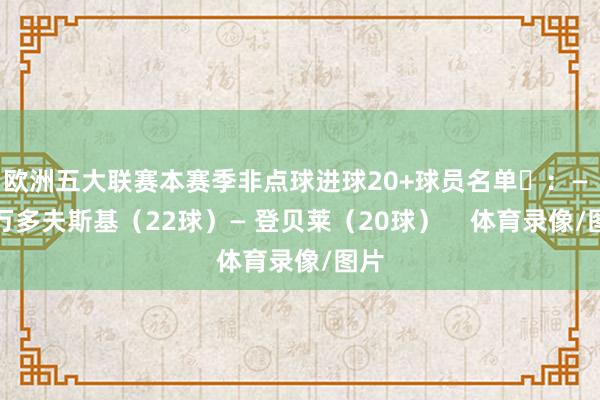 欧洲五大联赛本赛季非点球进球20+球员名单​：— 莱万多夫斯基（22球）— 登贝莱（20球）    体育录像/图片